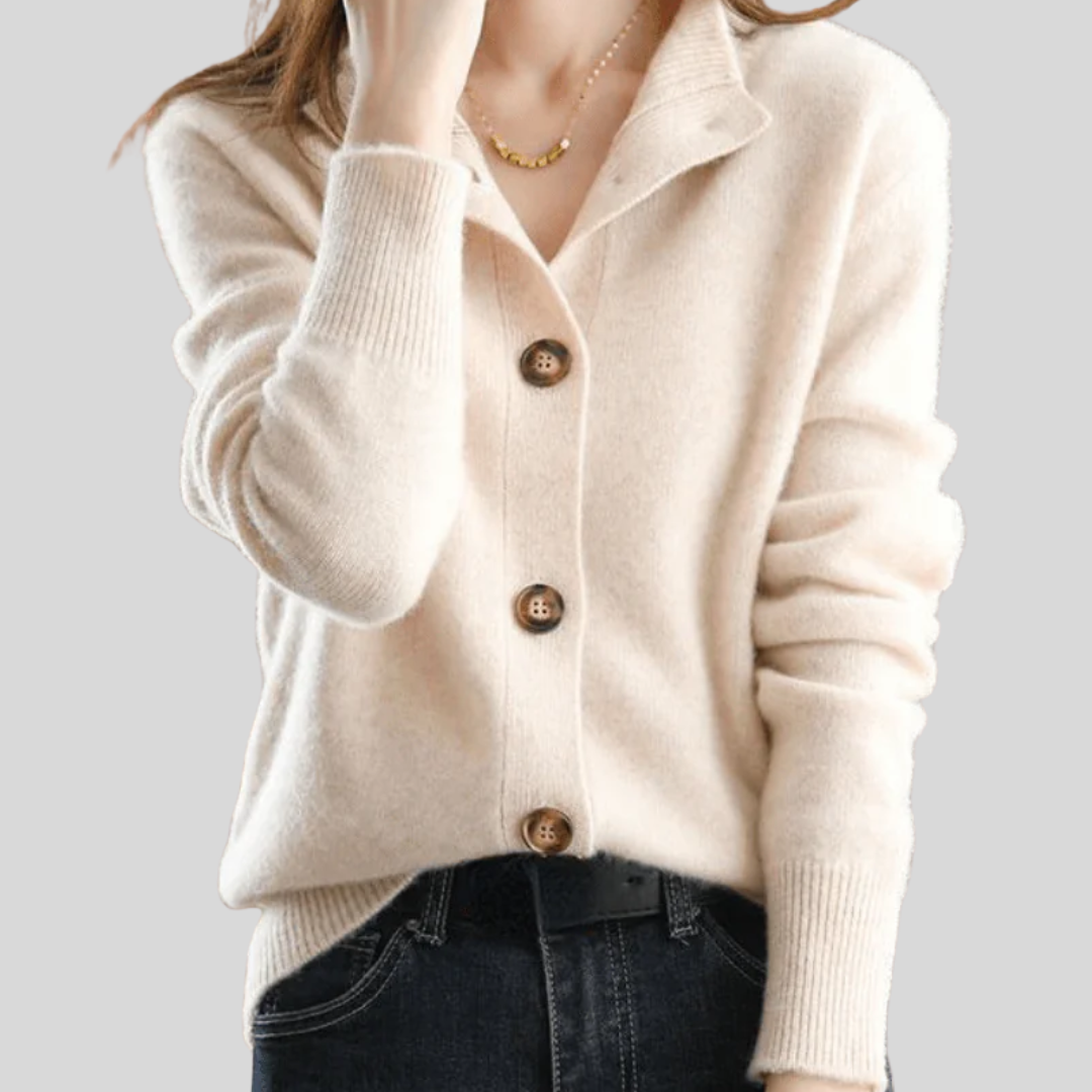 Claire | Cardigan de caxemira em estilo retro