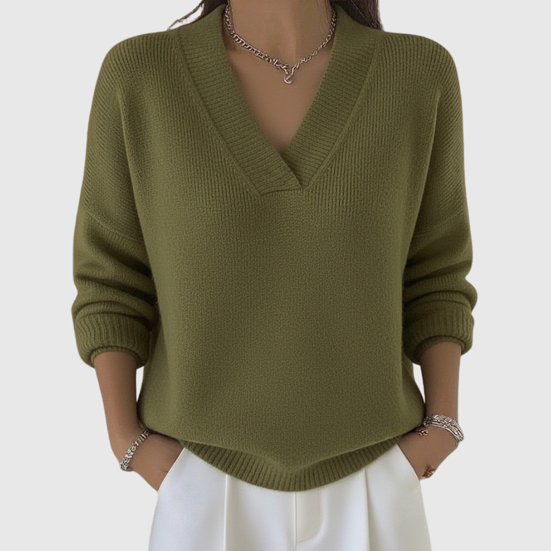 Faye | Weicher Pullover mit V-Ausschnitt in lässiger Passform