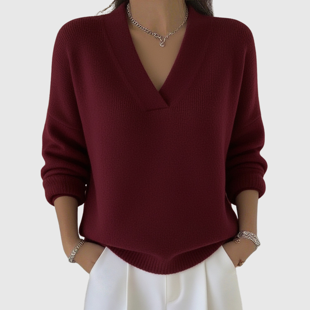 Faye | Weicher Pullover mit V-Ausschnitt in lässiger Passform
