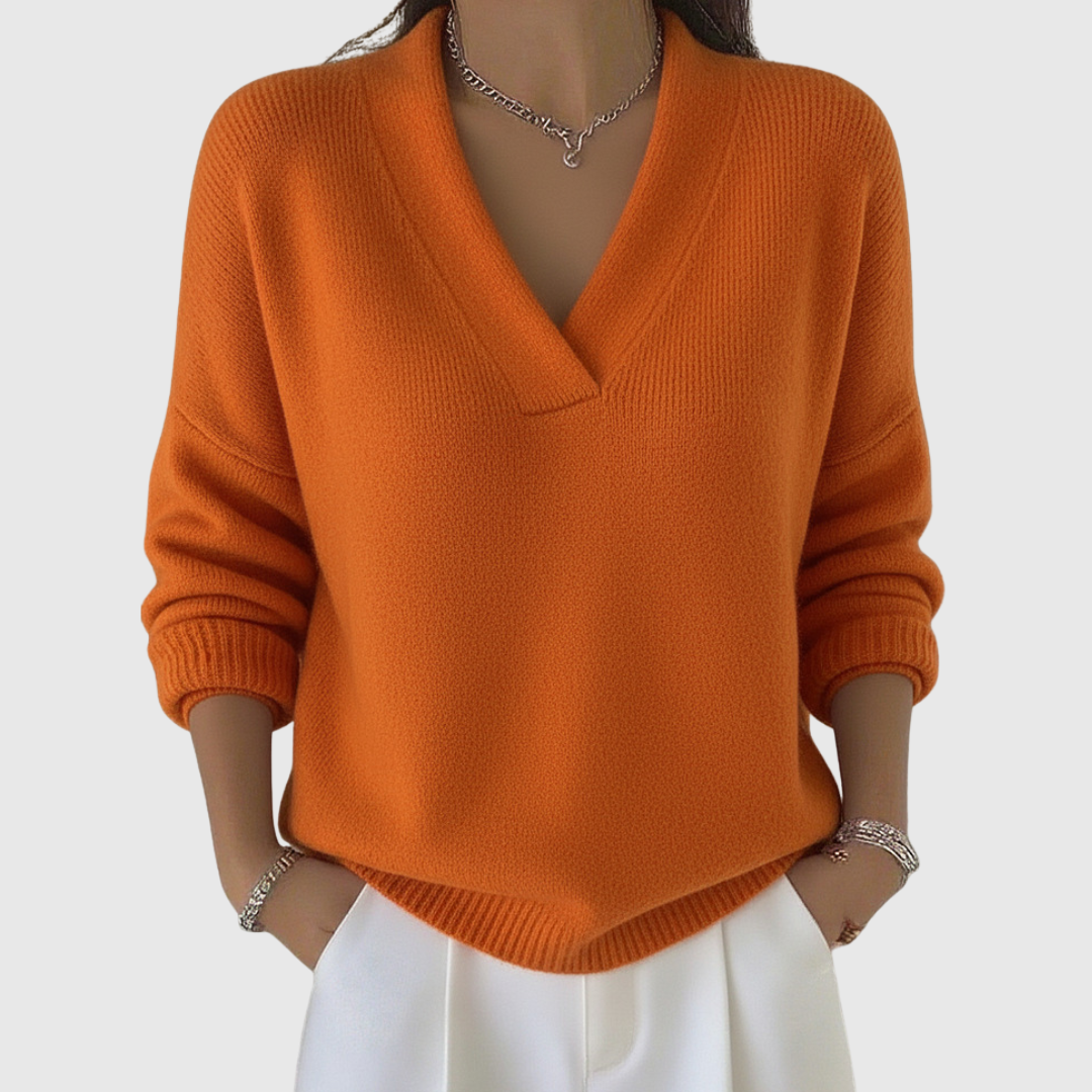 Faye | Weicher Pullover mit V-Ausschnitt in lässiger Passform