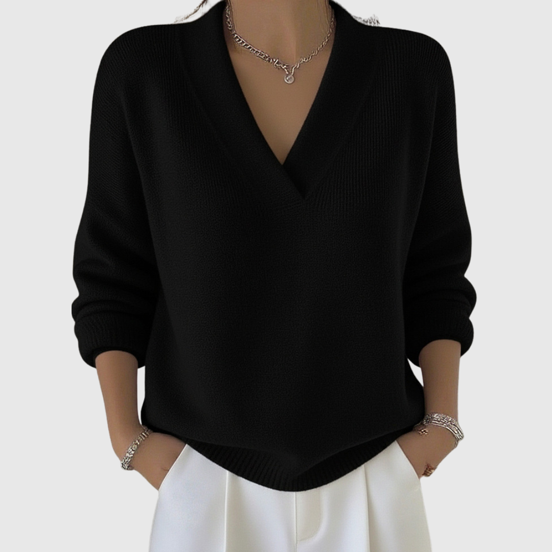 Faye | Weicher Pullover mit V-Ausschnitt in lässiger Passform