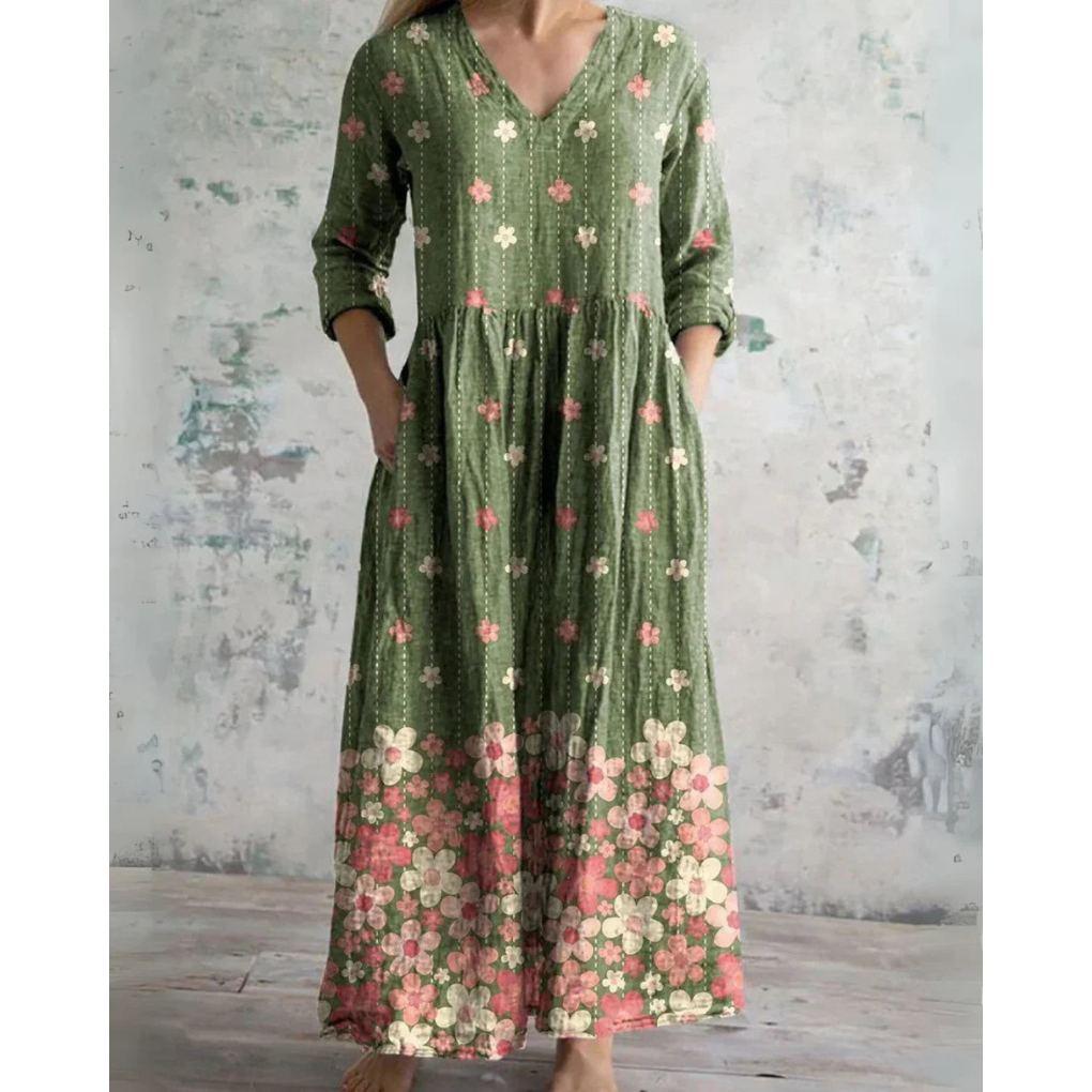 ELEANOR | VINTAGE MAXIKLEID MIT BLUMENMUSTER