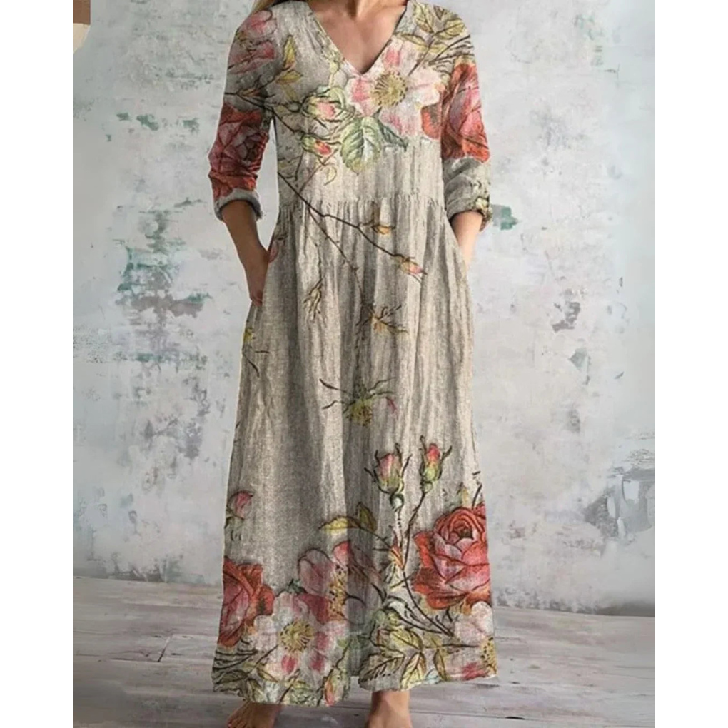 ELEANOR | VINTAGE MAXIKLEID MIT BLUMENMUSTER