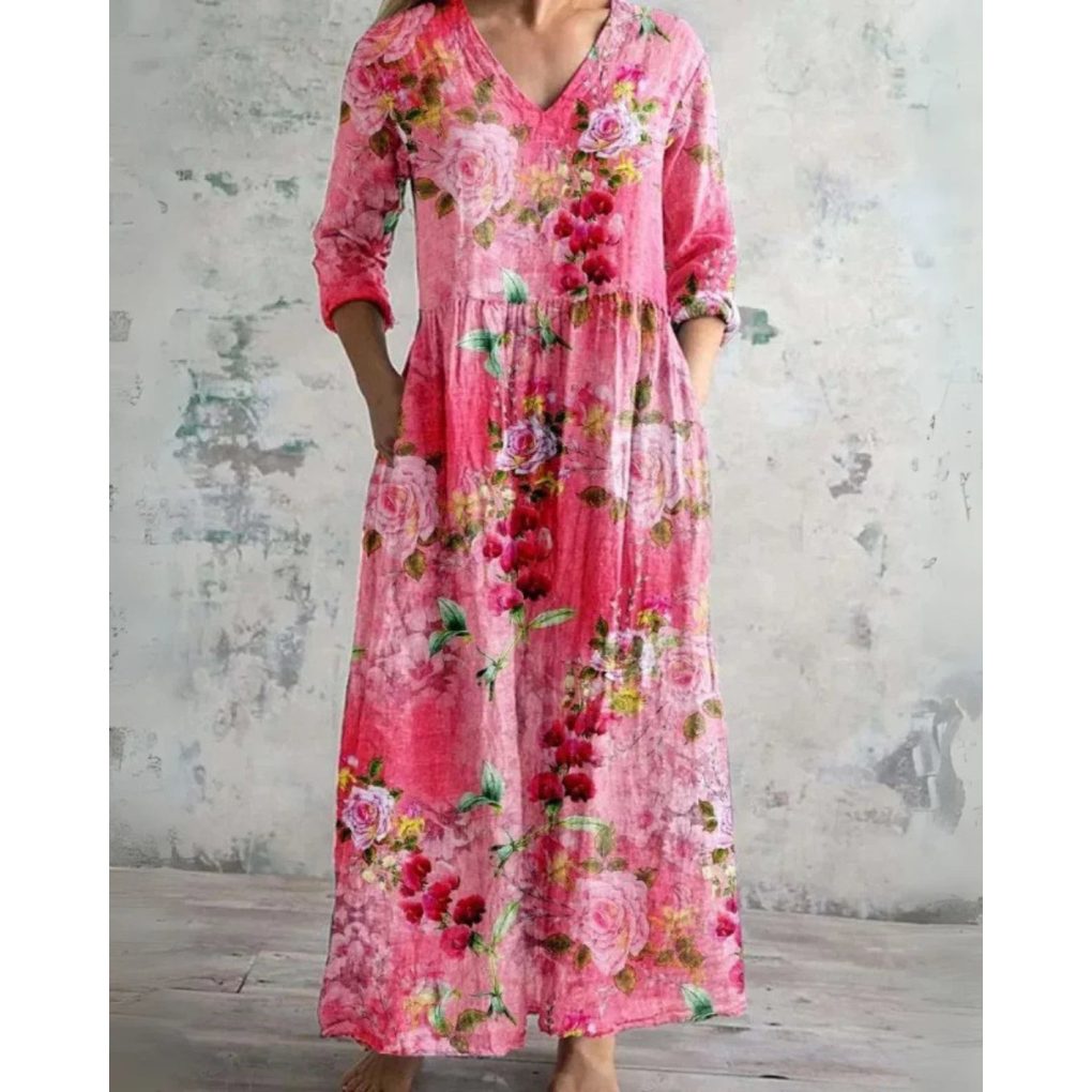 ELEANOR | VINTAGE MAXIKLEID MIT BLUMENMUSTER