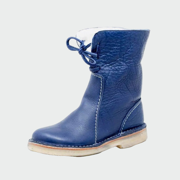 Botas de Couro Impermeáveis para Homem com Forro de Lã
