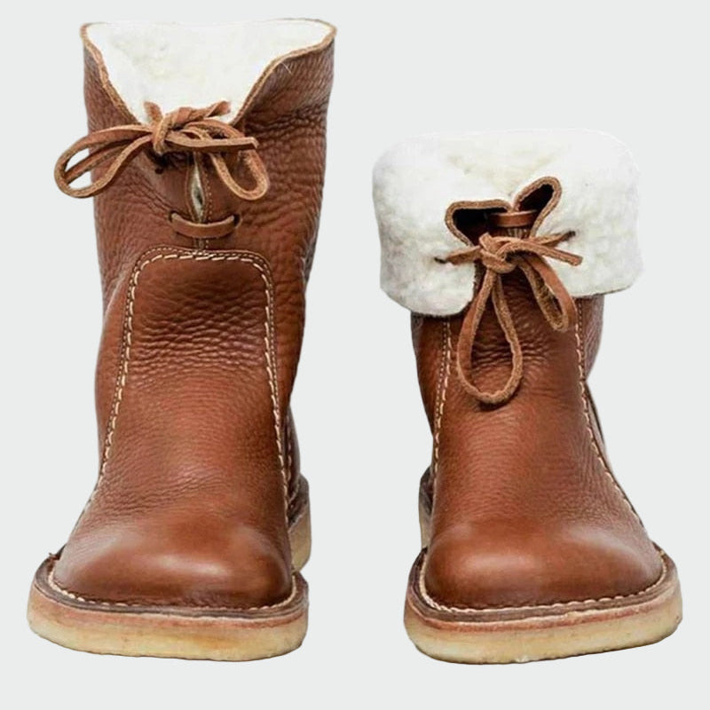 Botas de Couro Impermeáveis para Homem com Forro de Lã
